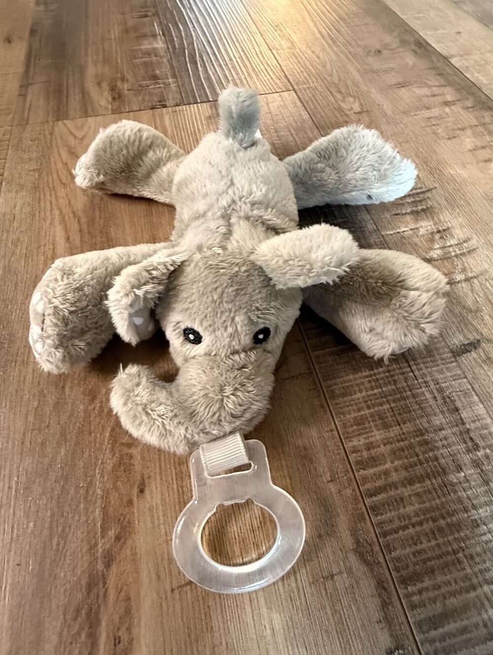 Ella Elephant Nookums Pacifier Paci Holder Plush Gray White Stuffed Animal Binky